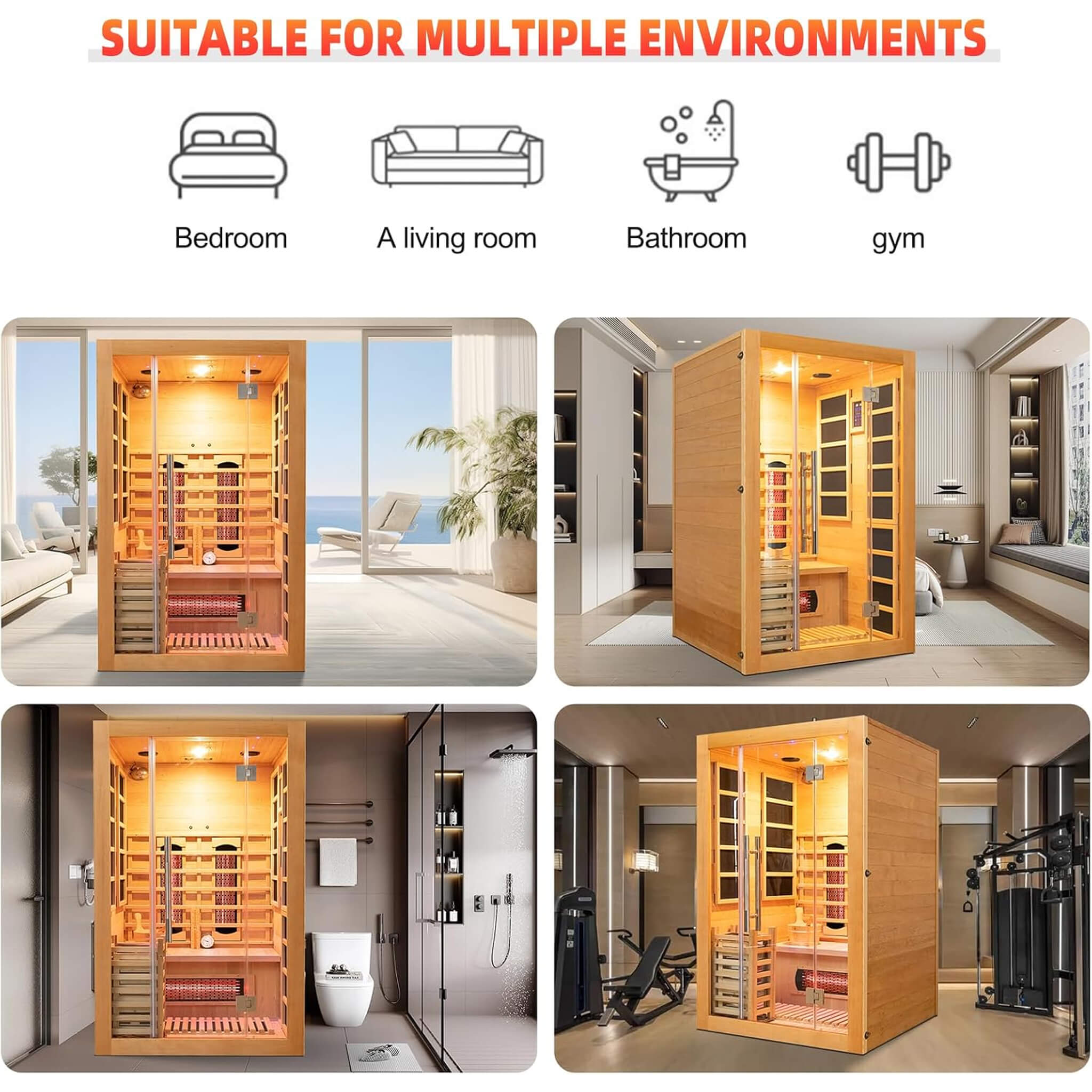 Rövia Aurora 3-Person Indoor Hybrid Sauna with Infrared & 4.5KW Steam Heater | Model SAK41592