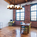 DecorBites Rustic White Glass Square Island Pendant Light | 8-Light Bronze Ceiling Mount | Available With or Without Wine Glasses