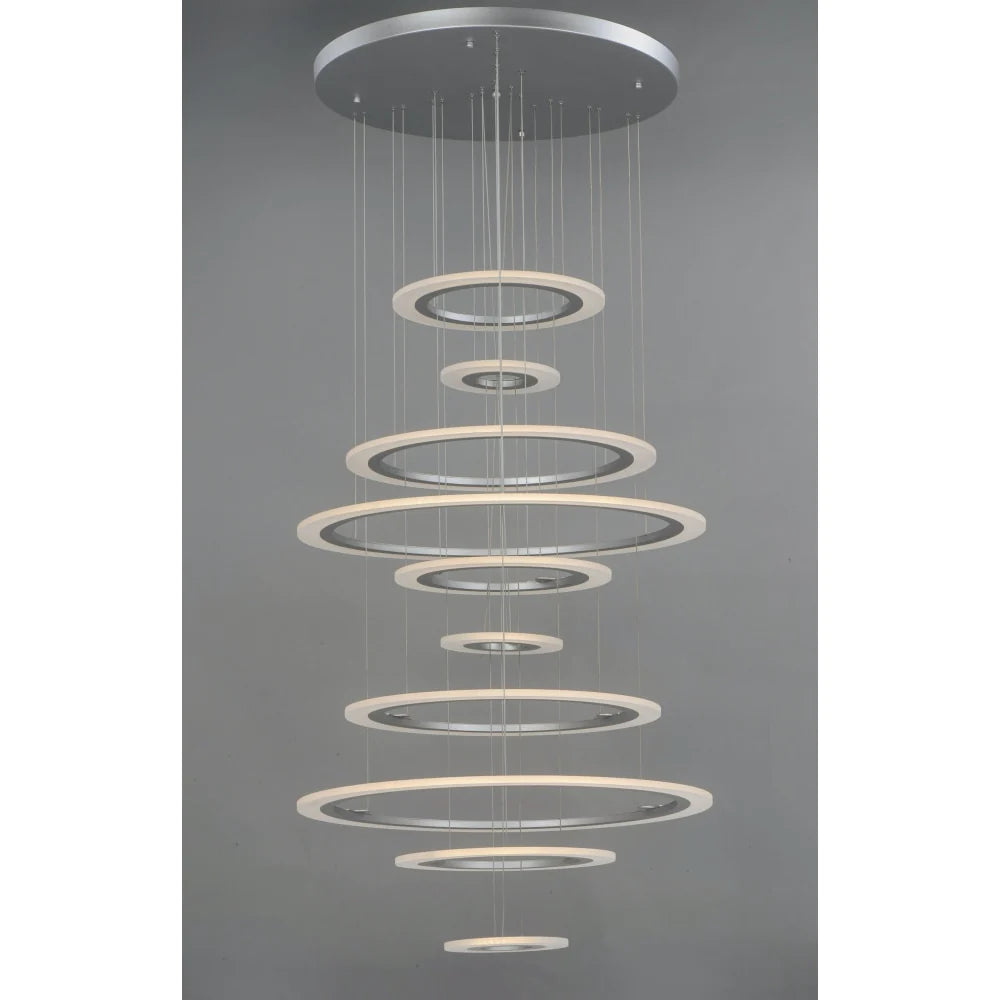 ET2 Saturn II LED 10-Light Multi-Light Pendant | Matte Silver & Matte White Glass